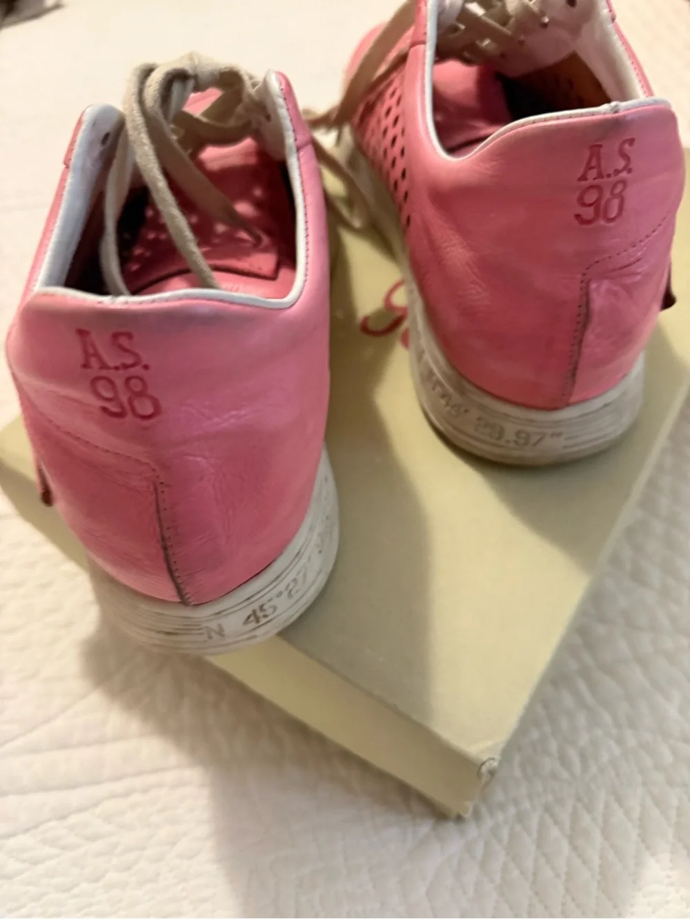 A.S. 98 Women's Pink Leather Casual Lace-Up Sneakers size 41